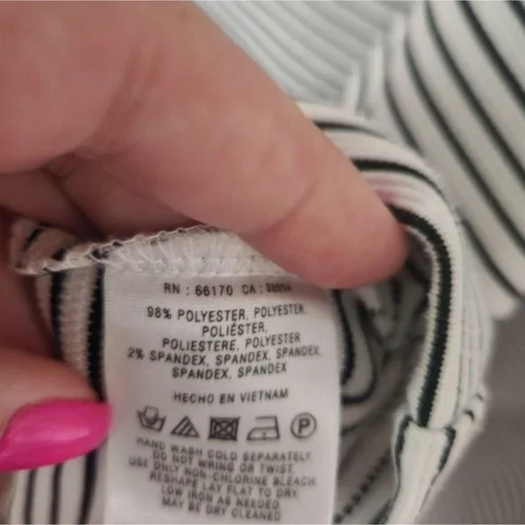 *SOLD* ANTHRO | Postmark Mona Cross Back Dress striped cutout black white sz L - Picture 9 of 9